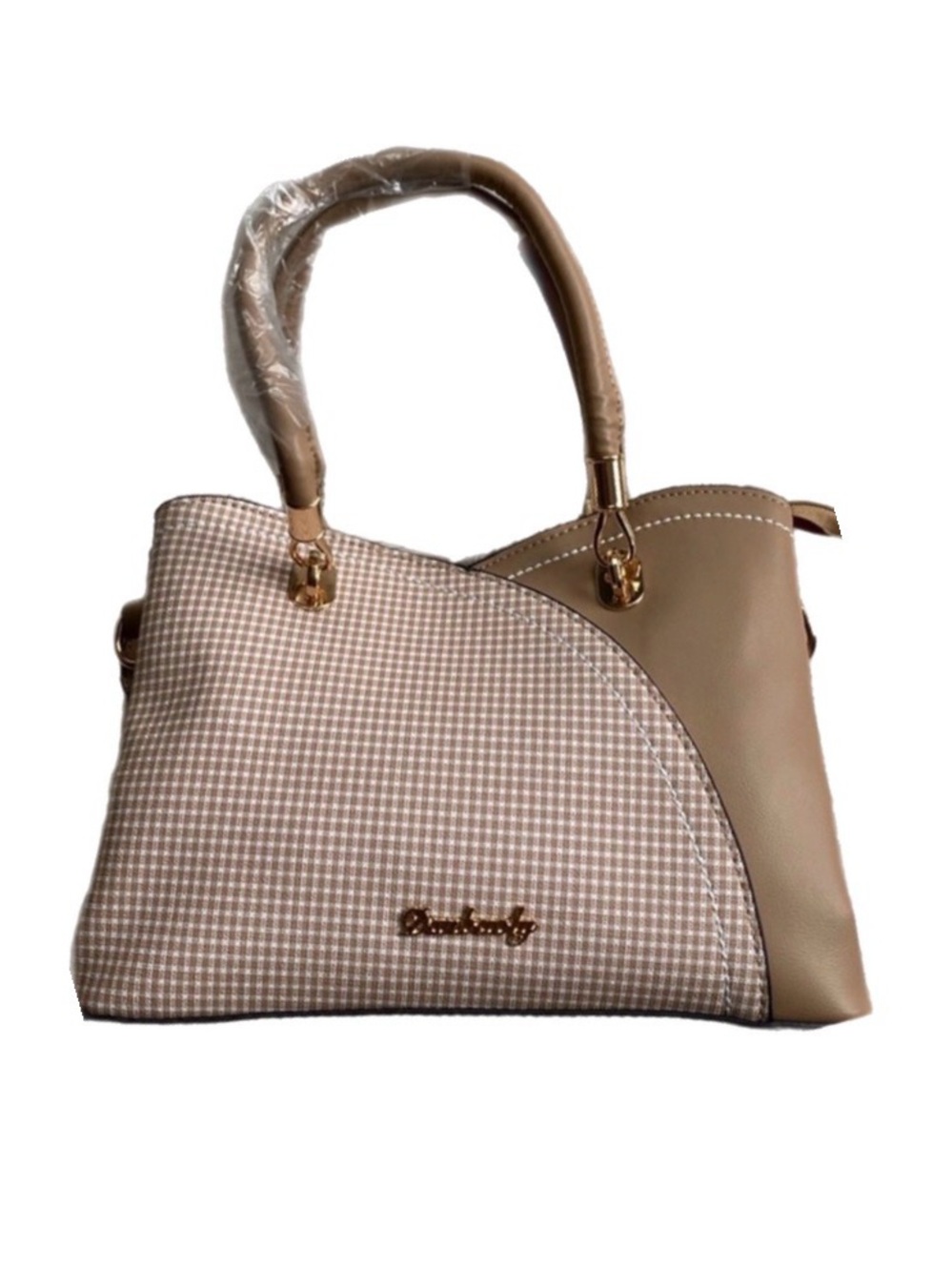 Danbaoly cream plaid gorgeous satchel logo bag